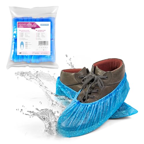 ARNOMED® Schuhüberzieher Einweg 200 Stück [WASSERDICHT] - Galoschen - Schuh Überzieher Einweg - Starke Überschuhe Latexfrei - Einheitsgröße Wasser- und Staubdicht - Klassik 3g Starkem CPE Material
