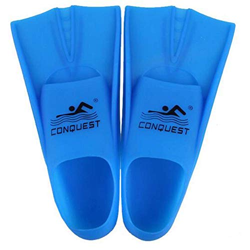 MIFXIN Snorkel Swim Fins Flippers for Men Women Kids Adults Snorkeling Swimming Diving Training Short Blade Fins Flippers (Pure Blue, XXL)