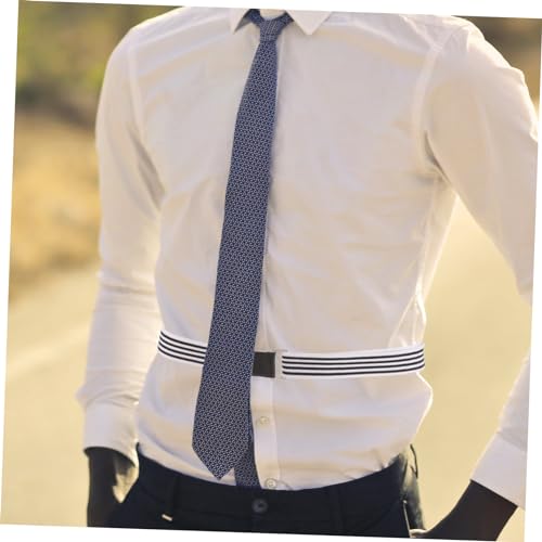 PartyKindom Shirt Tuck Non- Belt Holder for Men Adjustable Wrinkle Shirt Stay Fastener Versatile and Striped Design for Professional Appearance3