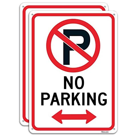 No Parking Signs Outdoor Driveway Metal 25 x 18cm No Parking Signs With Arrow Do Not Park Signs Reflective Aluminum Anti UV Protected Waterproof Durable Easy to Install Use 2 pack Cover
