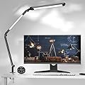AmazLit LED Desk Lamp with Clamp, Desk Light, Adjustable Brightness & Color Temperature, Modern Architect Clip on Lamp with Memory & Timer Function, Clamp Light for Study, Work, Home, Office, 15W