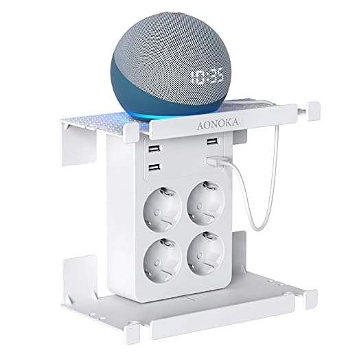 Enchufe USB Pared, AONOKA Ladron Enchufe Multiple con 4 USB (2.4A) y 4 Tomas de CA, Cargador USB con Doble Estantería (Retirable),Enchufe Pared Usado para Baño,Sala o Habitación.Blanco