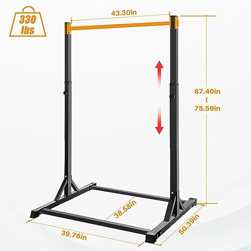 Image of Bongkim Power Tower Portable Pullup Bar Station, Pull Up Bar for Home Gym, Pull Up Tower Station 330LBS (Orange)