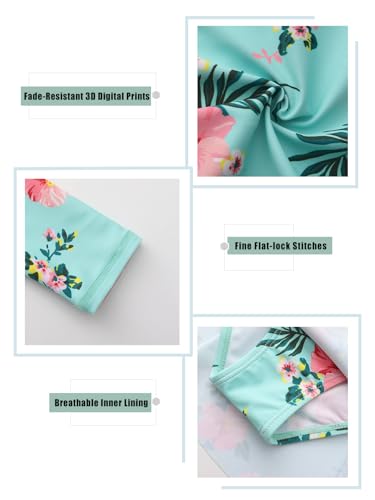 Image of Girls One Piece Swimsuits Long Sleeeve Swim Dress for Kids Girls Bathing Suits Summer Swimwear 3-16 Years