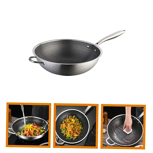 Wok de acero inoxidable antiadherente con doble asa miniatura 7
