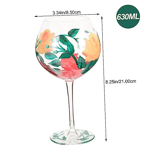 Verre à vin élégant peint main à fleurs pour cocktail et décoration intérieure de maison