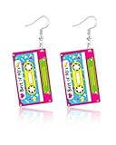 Nylry Neon Earrings for Women Cassette Tape Earrings for 80s 90s Outfit Acrylic Drop Earring 80s Accessories for Women Neon Party Decorations Halloween Costume Neon Jewelry Accessories Gifts-A