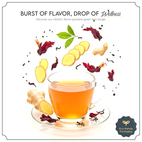 Image of Tea Gift Box Set Combo, 3 Refreshing Flavors, 100g (3.5oz), 50 Tea Bags | Premium & Aromatic Natural Ingredients, Includes English Breakfast, Turmeric Ginger, Sweet Hibiscus Cinnamon Teas, Easy Brew