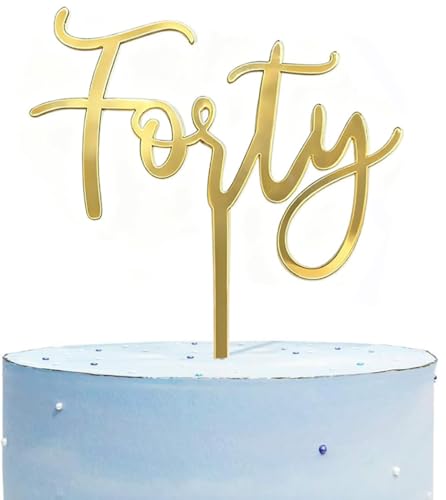 Gold Glitter Acrylic Forty Cake Topper Happy 40th Birthday Cake Decorations Sign 40th Anniversary Cake Topper Party Decorations Supplies