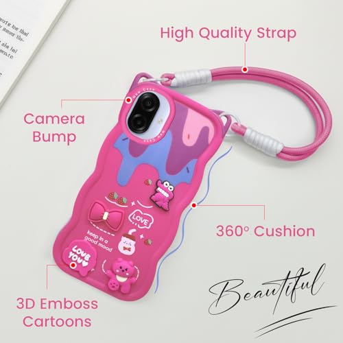 Image of Jkobi Strap Back Case Cover for Samsung Galaxy A07 5G | F70e 5G (3D Embossed Figures | Strap Holder | 360* Soft Cushion with Camera Bump)