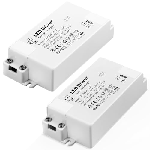 REYLAX 2pcs LED Driver 24V 30W 1.25A, 240 to 24 Volt Transformer, Constant Voltage Power Supply, Low Voltage DC Transformers for DIY Light Strips, G4, MR11, MR16 Bulbs