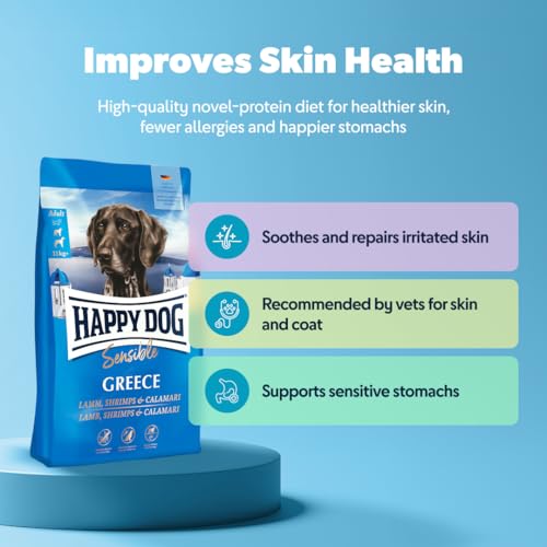 Happy Dog 60887 - Sensible Greece Lamm Shrimps Calamari - Trockenfutter für ausgewachsene Hunde - 1 kg Inhalt