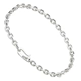 [silver KYASYA]シルバー925 あずき チェーン 鎖 ブレスレット フック 白銀 燻し ホワイト ブラック 白 黒 2タイプ シルバー チェーン レデイース メンズ 18cm 21cm 男性(ホワイト,21cm)