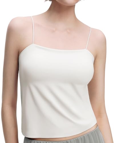 Seamless Bra-in Tank Tops, Cooling Camisoles for Women with Spaghetti Strap, Simple Tank Top for Girl