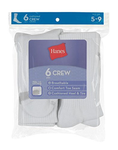 Hanes Women's 6-Pair Plush Comfort Toe Seam Crew Socks3