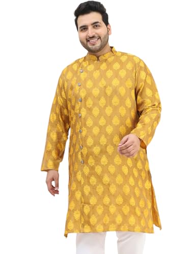 Image of SOJANYA Plus(Since 1958) Men's Pure Cotton Kurta with White Embroidery