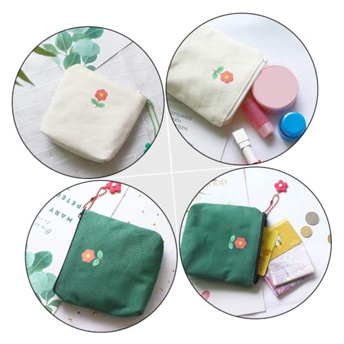FRCOLOR 2pcs Practical Storage Bag Zipper Coin Bag Canvas Small Storage for Napkins Cash2
