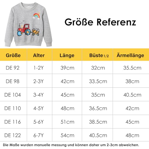 Dinopjs Klassischer Traktor Jungen Pullover, Baumwolle Sonnenschein Regenbogen Farm Sweatshirt, Kinder Graffiti Stil Sportshirts für Kinder, Grau