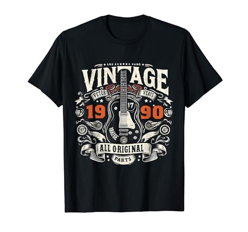 Vintage 1990 Born in 1990 34th birthday music guitar lovers T-Shirt