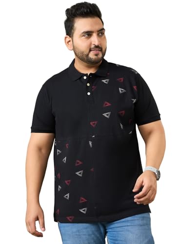 Polo imprimé mi-long homme noir grande taille pour vos sorties estivales