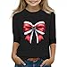 Girls 2026 Family Christmas Ugly 3/4 Sleeve T-Shirt Snowman Santa Claus Causal Shirt Xmas Tree Bow Knot Pullover Tops