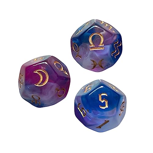 ibasenice 3 Piezas Dados de constelación Accesorios de Dados de Juego Dados numéricos acrílicos Dados de Juego de Mesa de Dragones Dados de números de Constelaciones Dados poliédricos