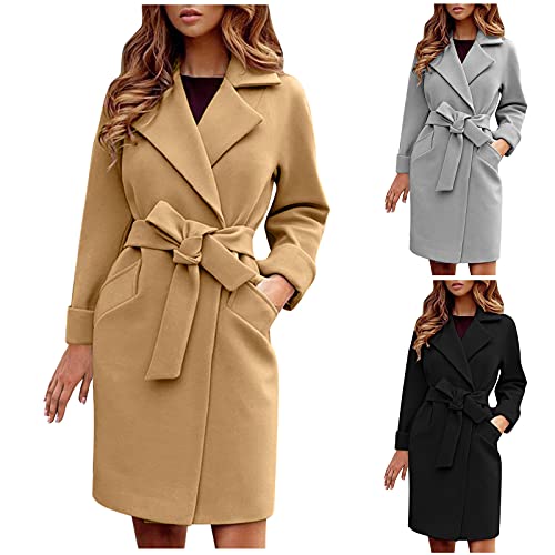 Vestes d'hiver pour femmes en laine mélangée style trench chic