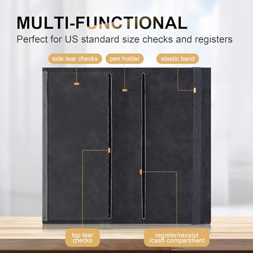 Image of CASMONAL Checkbook Covers for Personal Checkbook Holder RFID Premium Vegan Leather Checkbook Cover for Duplicate Checks