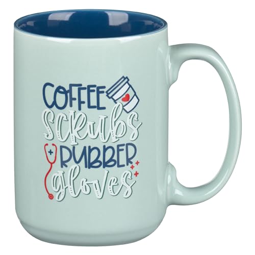 WITH LOVE Nurses Mug Coffee Scrubs Rubber Gloves, Teal, Funny Comedic Novelty Gift for Nurses, Doctors, and Medical Students, Large, 14oz