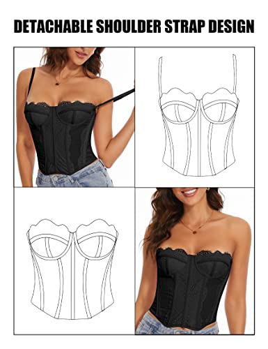 Fengbay Corset Tops,Summer Mesh Sexy Bustier Tops for Women Lace Corset Top Y2k Spaghetti Strap Boned Going Out Crop Top - Image 2