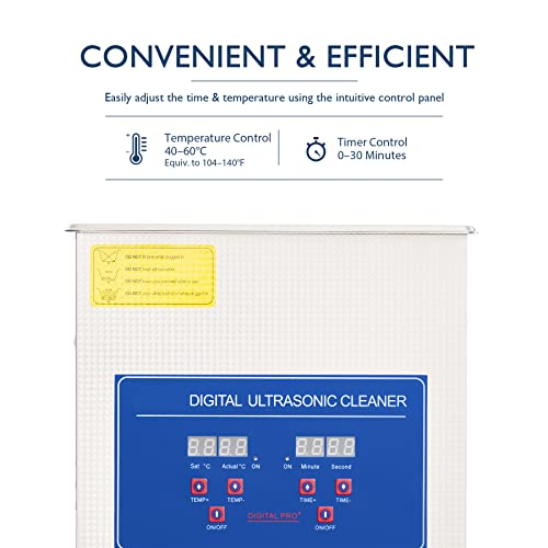 Creworks Ultrasonic Cleaner With Heater Timer, 60W 2L Stainless Steel Jewelry Cleaner For Professional Tool Watch Glasses Retainer Denture Parts Cleaning, 5.9"X5.5"X3.9" Tank Sonic Cavitation Machine #TOP3