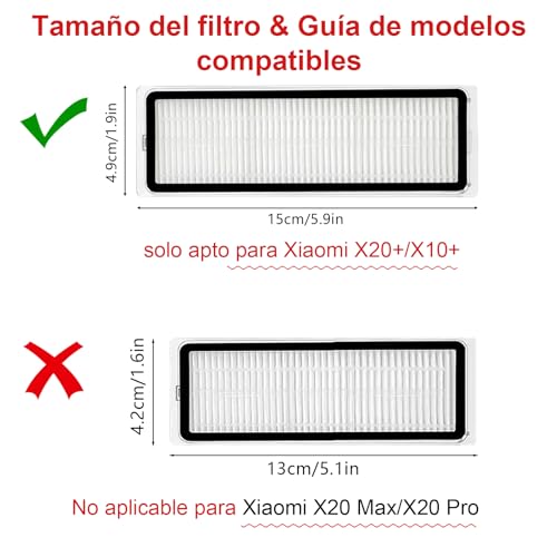 Miniatura 10 de Homruich Kit De Accesorios De 23 Piezas Para Xiaomi X20 X10 Plus Aspirador Robótico, 1 Cepillo Principal, 4 Filtros Hepa, 6 Toallas, 6 Bolsas De Polvo, 6 Cepillos Laterales