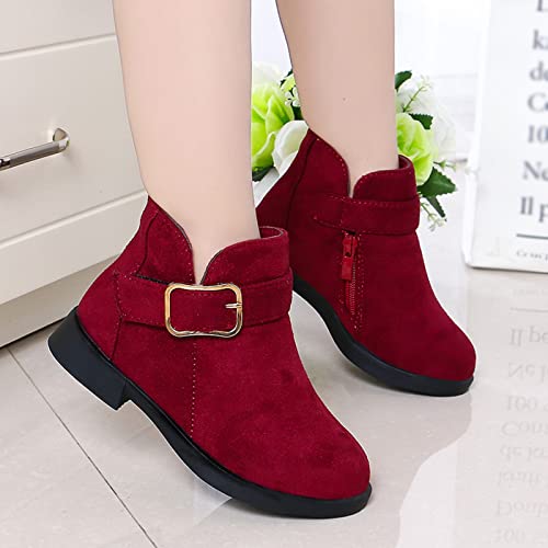 Girls Ankle Boots for Toddler/Little Kids Side Zipper Kids Ankle Booties Low Heel Outdoor Warm Shoes2