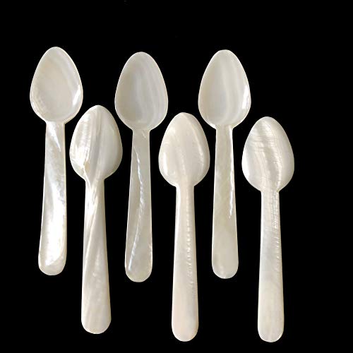 Set Of 6 Mother Of Pearl Spoon From Vietnam- Excellent Gift Idea. Used For Caviar, Condiment, Jam, Yaourt, Coffee, Dessert, Ice-Cream, Make Up Comestic Mask, Homemade Skin Care Facial Cream Spoon. #TOP7
