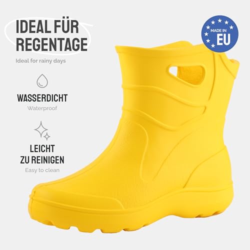 Ladeheid Gummistiefel Damen leichte Eva wasserfeste Schuhe Damen Bequeme und komfortable Gummischuhe KL027D (Gelb, 38 EU)