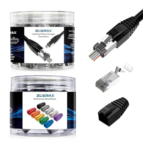 Connecteurs RJ45 CAT6 CAT7 blindés avec gaine anti-traction noire pour flux Gigabit