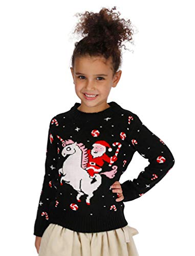 Tstars Unicorn Santa Girls Ugly Christmas Sweater Tacky Holiday Xmas Sweaters for Toddler Kids3