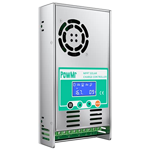 PowMr MPPT 60A Controlador de Carga Solar 48V 36V 24V 12V Controlador Solar para Automóvil Max 160V Entrada de CC, Funciona para Baterías de GEL Litio NiCd Ventiladas Selladas con Retroiluminación LCD