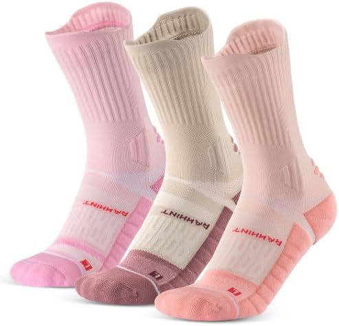Rahhint Coolmax Kompressions-Laufsocken Damen Wandersocken 3 Paar Anti-Blasen Sportsocken Gepolstert Atmungsaktiv Größen 35-47