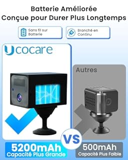 UCOCARE 4MP Camera de Surveillance sans Internet avec Carte SIM, 4G LTE Camera Carte SIM, 5200mAh Batterie, Angle Vision 160°, Détection Mouvement AI, Vision Nocturne, Support SD/Cloud