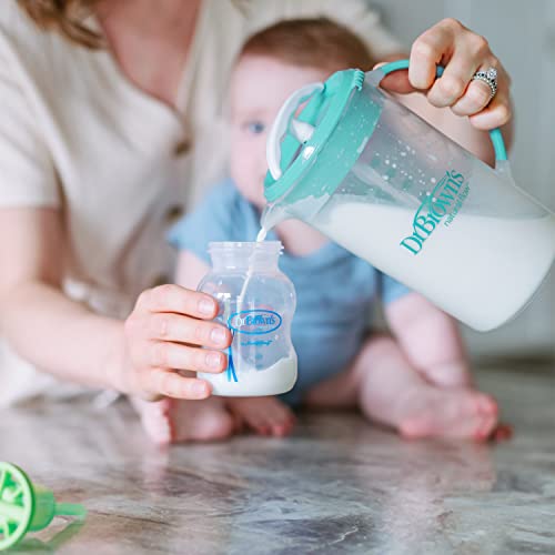 Dr. Brown's Baby Formula Mixing Pitcher With Adjustable Stopper, Locking Lid, & No Drip Spout, 32Oz, Bpa Free, Teal #TOP4