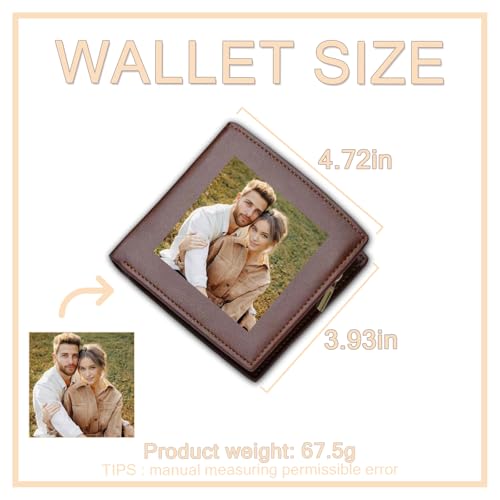Personalized Photo Wallet for Men Custom Picture Wallet Customized Gifts for Husband Dad Family Father's Day Christmas (Brown Photo Wallet)2