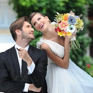 Astryas fake artificial flowers combo faux silk colorful flowers for spring summer diy wedding bridal bouquet centerpieces arrangements party bridal baby shower home decorations multicolor  urban country home decor