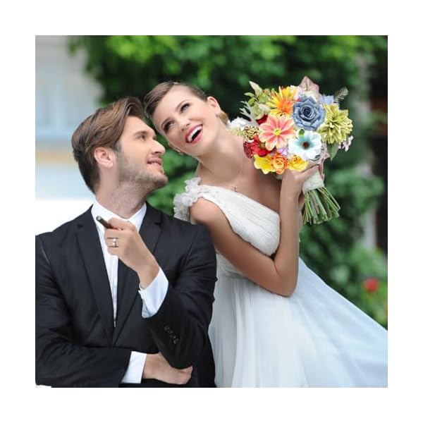 Astryas fake artificial flowers combo faux silk colorful flowers for spring summer diy wedding bridal bouquet centerpieces arrangements party bridal baby shower home decorations multicolor  urban country home decor