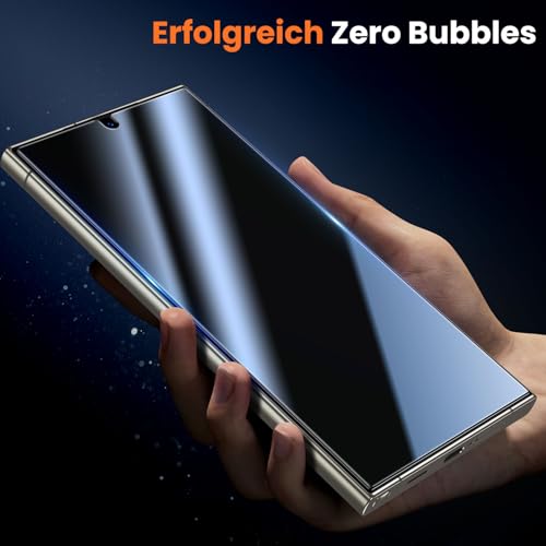 UniqueMe für Samsung Galaxy S24 Ultra für Panzerglas Sichtschutz - [Full Screen Displayschutz] Schutzfolie Sichtschutz für Samsung Galaxy S24 Ultra Schutzglas,Auto Installation,2 Stück 5