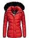Produktbild Navahoo Damen Winterjacke Steppjacke mit abnehmbarem Kunstfell Zuckerbiene Rot Gr. S