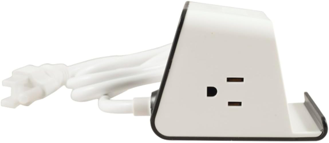 Extension Cord Surge Protector Power Strip with 2 AC Outlets, 3 USB Ports, Fireproof Material, Sturdy Design, Phone Holder, Anti-Slip Foot Pads, Durable Desktop Power Socket
