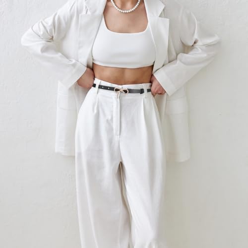 Skinny Leather Belt Black Thin Waist with Metal Bow Skinny Belts for Women Dress Jeans Pants2