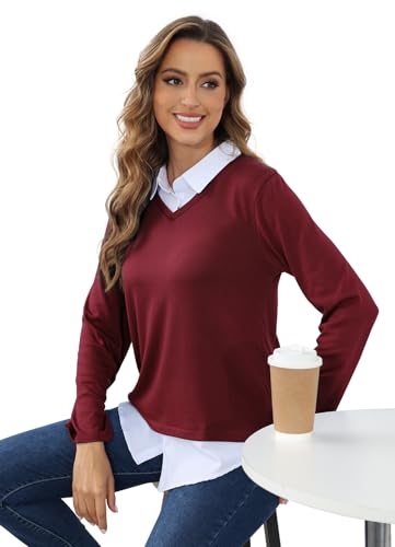 Image of MISS FORTUNE Collared Sweater Women Ladies Womens Long Sleeve Sweaters Tops 2025 Fashion