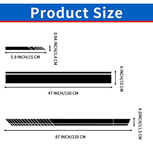 Huwande Racing Side Stripe Stickers For Car,Vinyl Car Hood Decal,Car Side Graphics (Black) #TOP5
